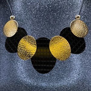 Gold and Black Flower Petals Statement Necklace